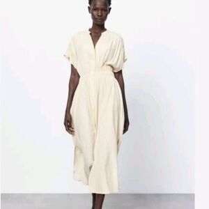 Zara Rustic Beige Shirt Dress Size XS